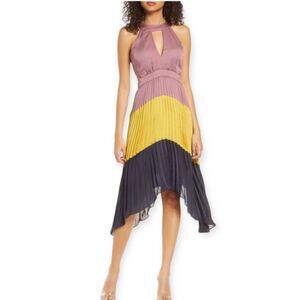 Harlyn Anthropologie Dress Color-Block Pleated Sleeveless sz Medium NWOT